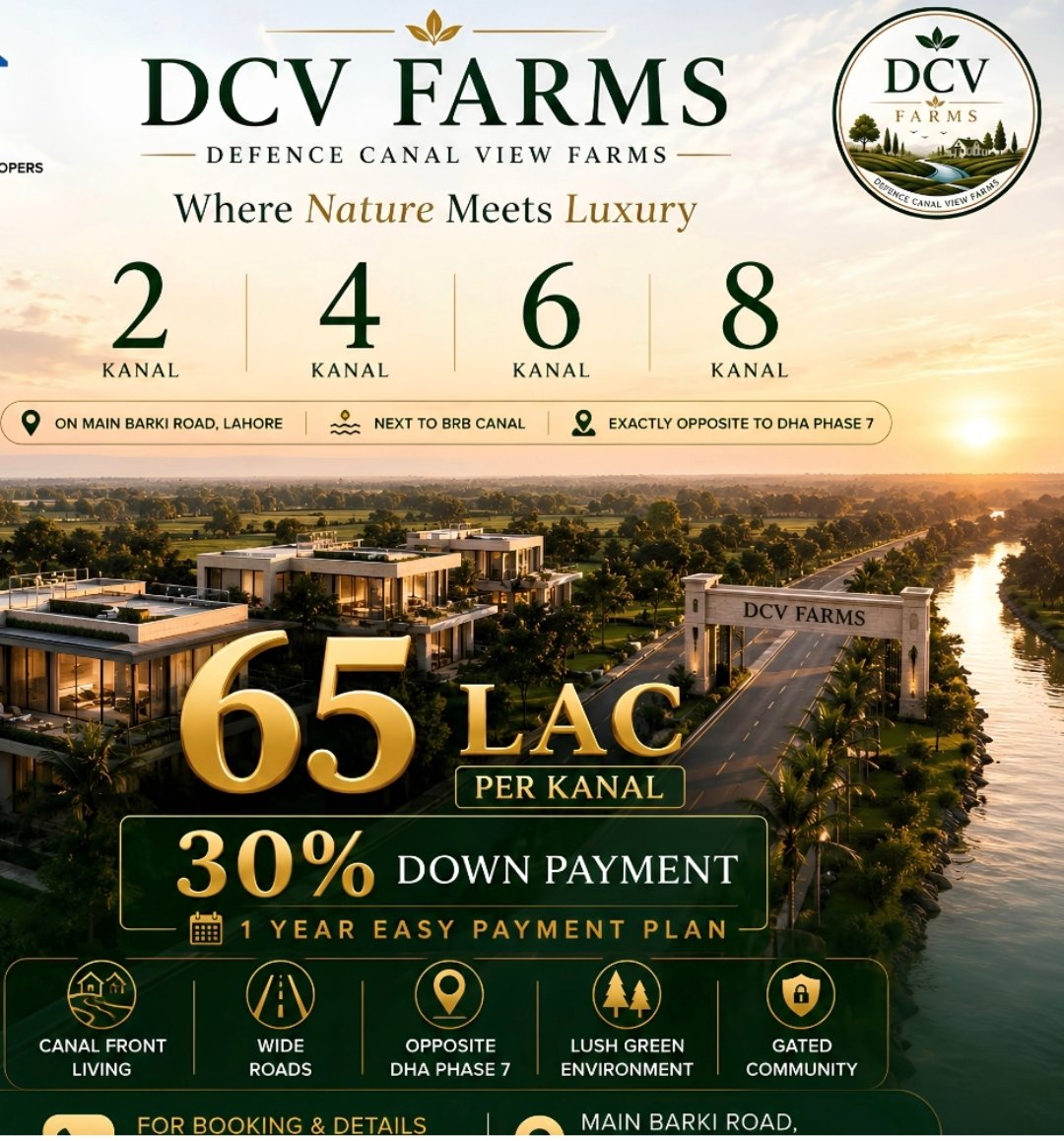 Latest Development at Defence Canal View Farms!  Every visit to DCV Farms reflects real progress and a brighter future. The development is advancing rapidly, making this the ideal time to invest in premium farmhouse living.  🌿 Premium Farmhouse Plots 💰 On