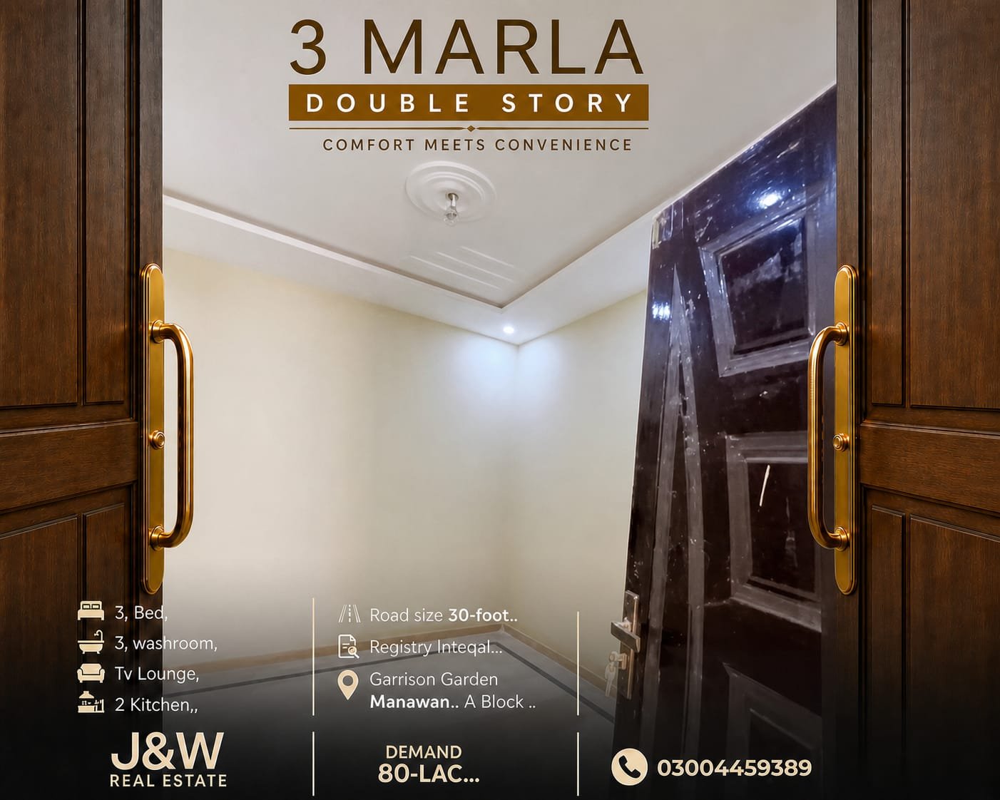 3 marla double story... Demand 80-Lac... 3, Bed, 3, washroom, Tv Lounge, 2 Kitchen,,   Road size 30-